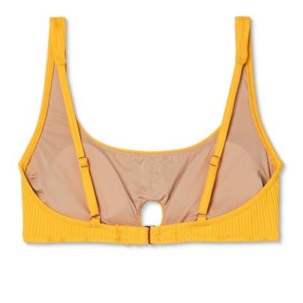 WOMEN'S Ribbed Keyhole Bralette Bikini Top - Shade & Shore yellow adjust straps - Picture 4 of 6